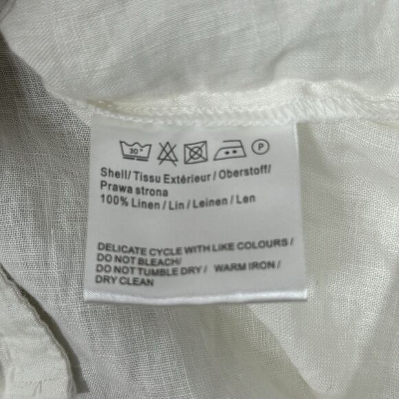 Malvin Shirt Womens 8 White Linen Button Up Blouse Preppy Neutral Minimalist - Picture 7 of 8